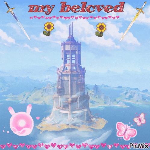 a picture of a castle and the words " my beloved "