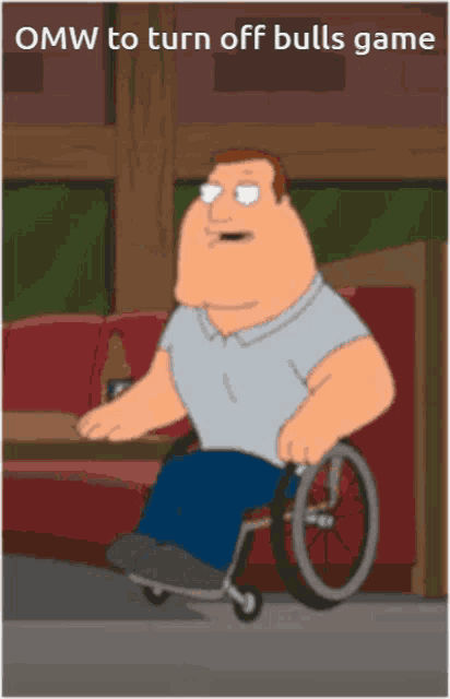 a cartoon of peter griffin in a wheelchair