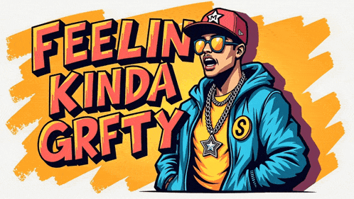 a cartoon illustration of a man with the words feeling kinda gfty