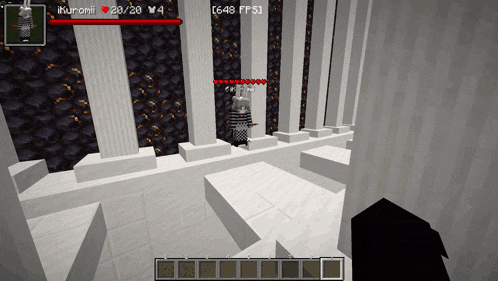 a screenshot of a minecraft game shows a character with a red heart on his chest