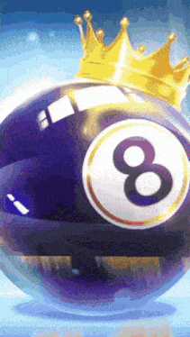 a pool ball with a gold crown on top of it