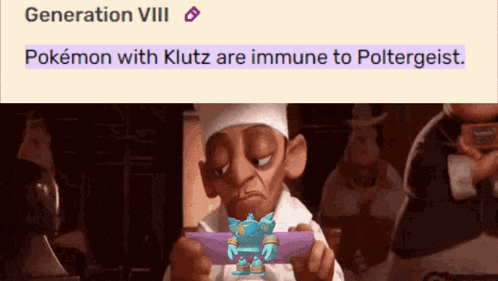 a cartoon of a chef holding a pokemon with the words " generation viii " above him