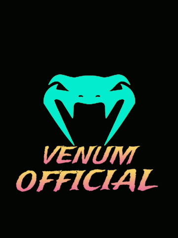 a logo for venum official shows a snake with its mouth open
