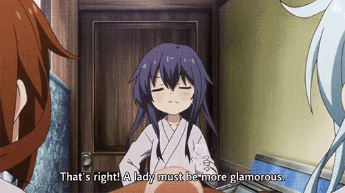 a girl in a white robe says that 's right a lady must be more glamorous