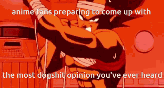 a cartoon character is preparing to come up with the most dog shit opinion you 've ever heard