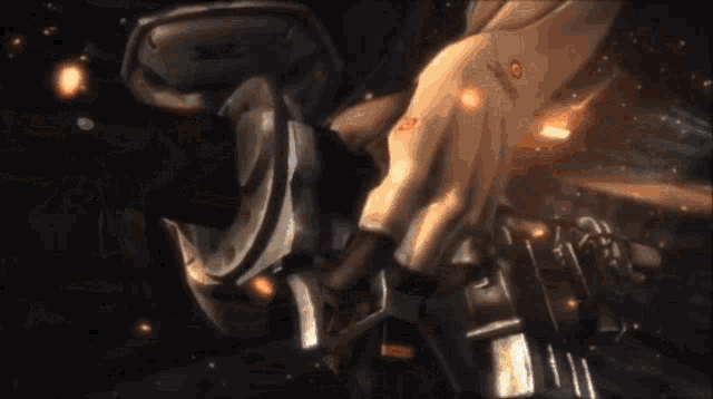 a close up of a person 's hand holding a gun with a bullet hole in it