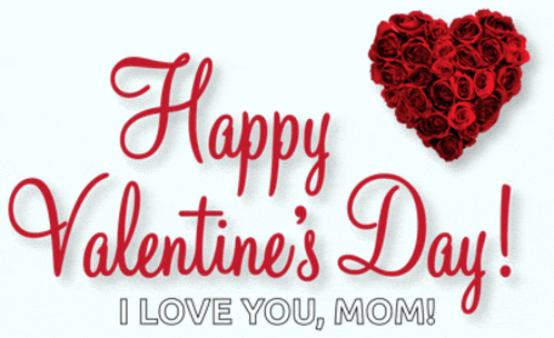 a happy valentine 's day message with a heart made of roses