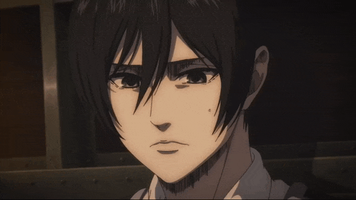 a close up of a anime character 's face with a serious look on her face