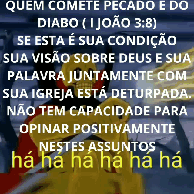 a cartoon of a man holding a sword with the words quem comete pecado
