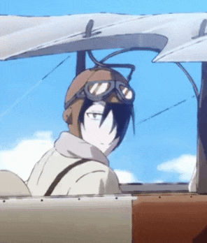 a person wearing a helmet and goggles is sitting in a plane .