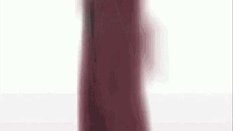 a person wearing a pair of burgundy pants is standing on a white background .