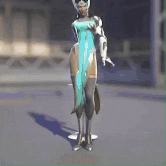 a woman in a futuristic outfit is standing on a sidewalk .
