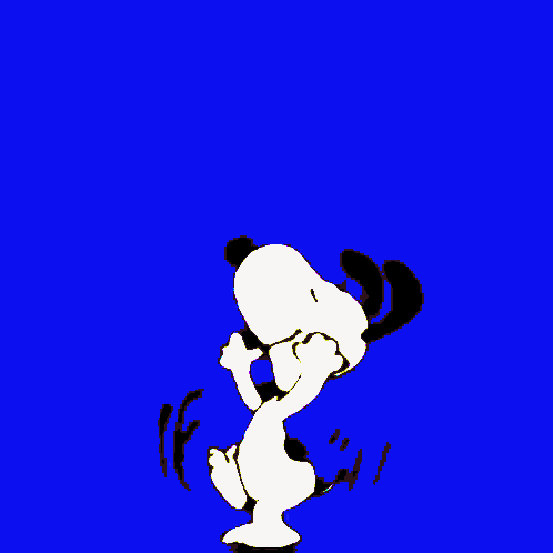 snoopy is dancing on a green background
