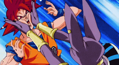 a cartoon of a man with red hair fighting another man with purple hands