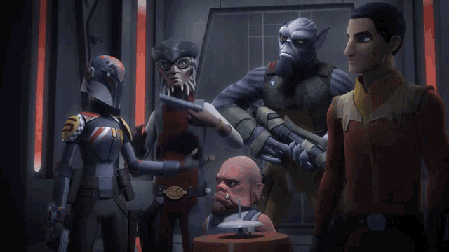a group of cartoon characters are standing next to each other with the caption on the black market