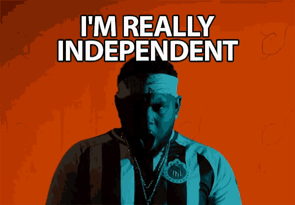 a man with a bandage on his head and the words i 'm really independent above him