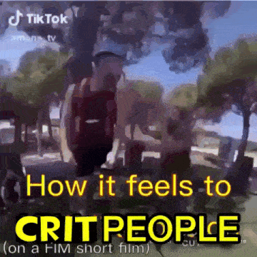 a cartoon of people walking in a park with the caption how it feels to crit people on a film short film .