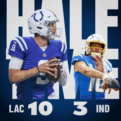 Indianapolis Colts (3) Vs. Los Angeles Chargers (10) Half-time Break GIF - Nfl National Football League Football League GIFs