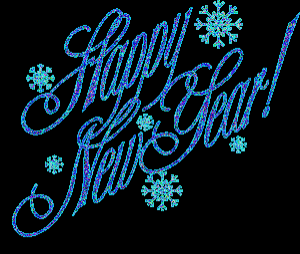 a happy new year greeting with snowflakes in the background