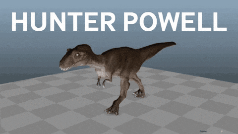 a 3d model of a dinosaur with the name hunter powell