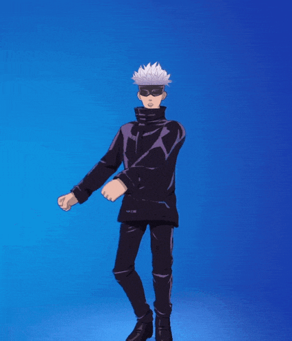 a man in a black jacket is making a funny face with his hands in the air