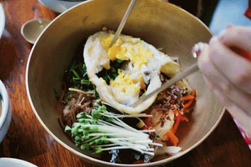 비빔밥 한식 집밥　韓国料理 GIF - Bibimbap Mix Koeran Food GIFs