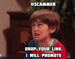 a young boy is crying with the words drop your link i will promote