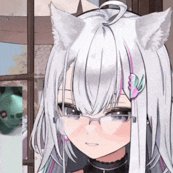 a close up of a anime girl with glasses and ears