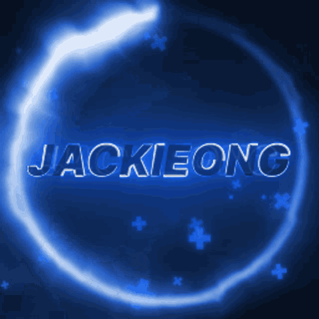 a glowing circle with the name jackieong on it