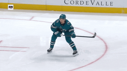 a hockey player with the number 73 on their back