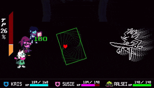 a screenshot of a video game shows kris and susie