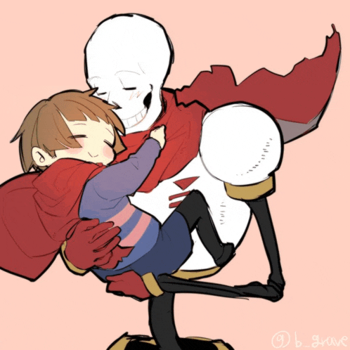 a drawing of a skeleton carrying a child with the letters b. shave below