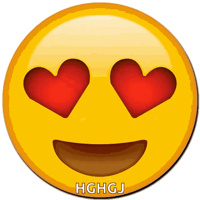 a smiley face with hearts in its eyes and the name hghgj on the bottom