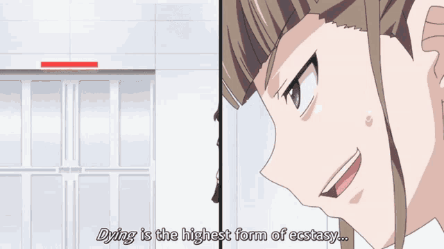 a girl is talking about dying as the highest form of ecstasy