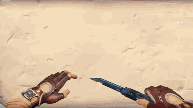 a person is holding a knife in front of a red x