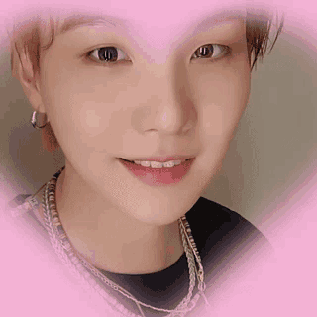 a close up of a person 's face with a heart shaped frame around it