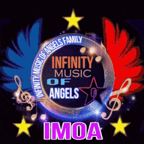 infinity music of angels family imoa logo with wings and stars