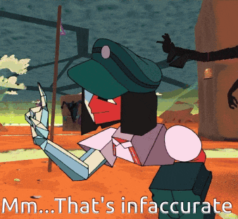 a cartoon of a robot with the words mm that 's inaccurate on the bottom