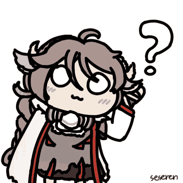 a drawing of a girl with a question mark above her head by seseren