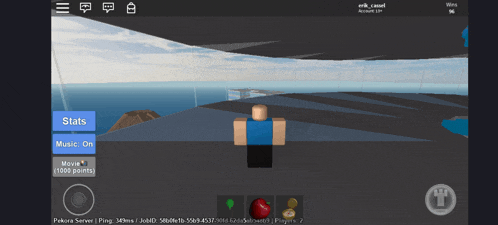 a screenshot of a roblox game with a person standing in front of a volcano