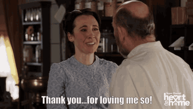 a woman says thank you for loving me so in front of a bald man