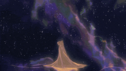 a painting of a bride and groom kissing in the night sky