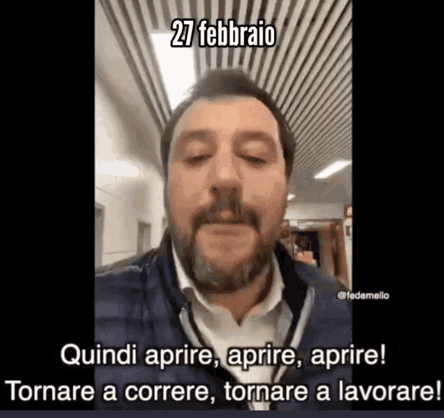 a man with a beard is speaking in a video with the date 27 febbraio