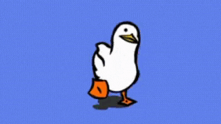 a cartoon goose is walking with the words goose goose duo written below it