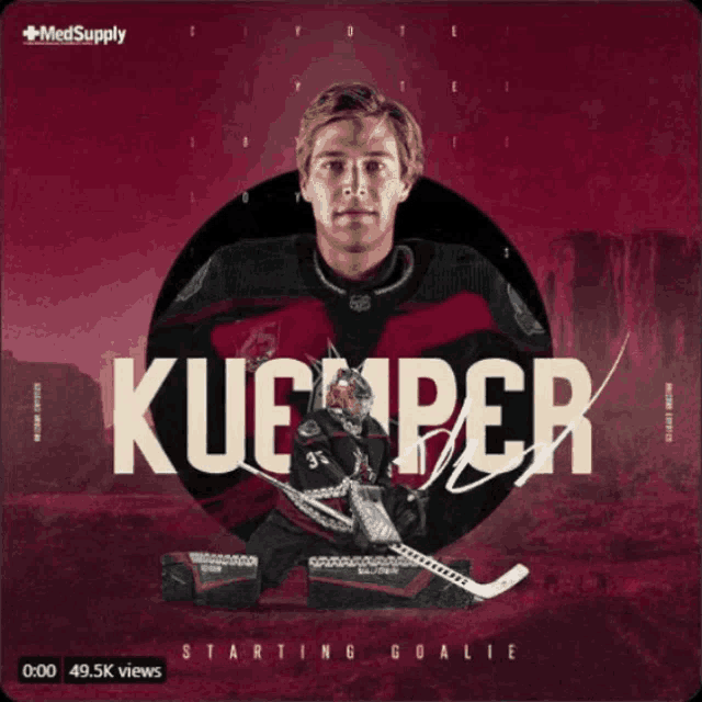 a hockey player with the name kuemper on the front