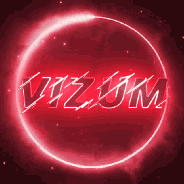 a red glowing circle with the word vizum inside of it