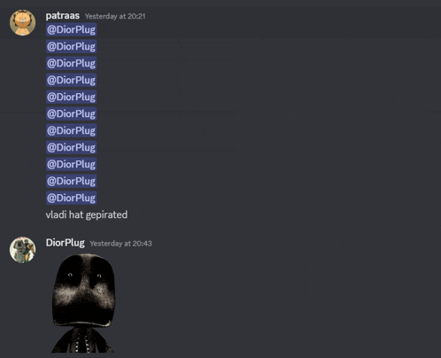 a screenshot of a discord conversation with diorplug