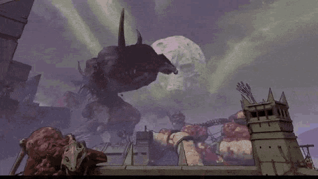 a computer generated image of a monster flying through the air with flames coming out of it 's mouth