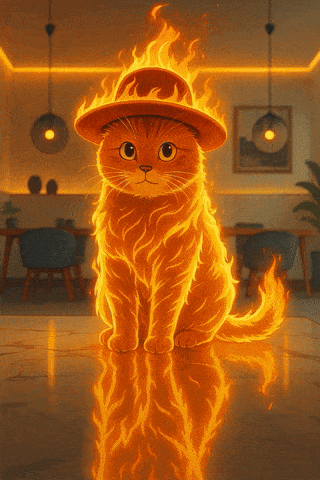 a cat wearing a fireman 's hat is sitting on the floor