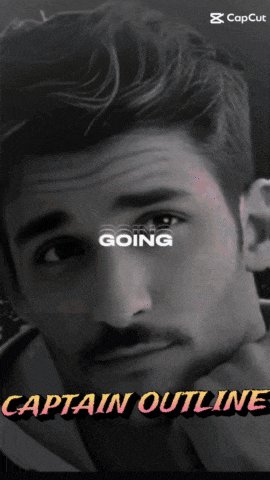 a black and white photo of a man with the words going captain outline below him